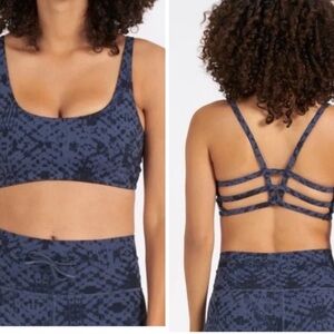 Vuori Blue Patterned Strappy Sports Bra
